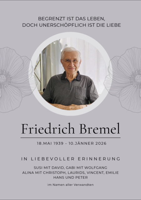 Friedrich Bremel aus Puchenau, ✝︎ 86 Jahre | Foto: Bremel