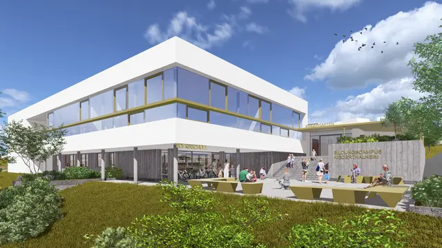 In Niederthalheim entsteht ein Bildungscampus. | Foto:  F2 Architekten