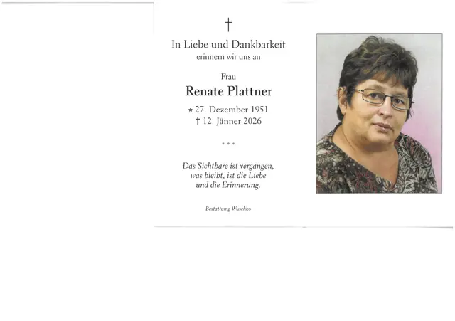 Renate Plattner, 74 Jahre
 | Foto: Bestattung Wuschko