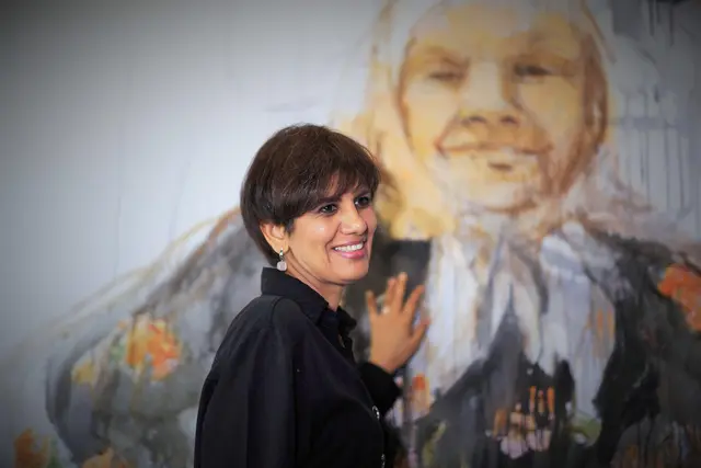 Marjan Habibian bei ihrer Ausstellung 2024 im Kunsthaus Weiz. | Foto: Reinhard Siegl