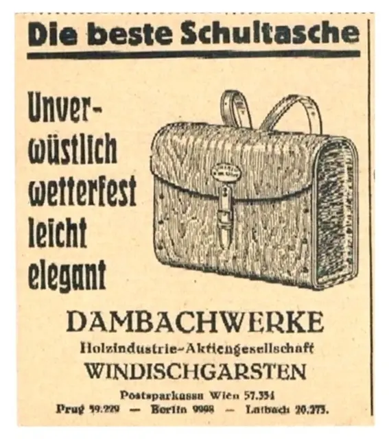 "Unverwüstlich und wetterfest": Werbung für die Schultaschen aus den Dambachwerken | Foto: Heimat- und Museumsverein