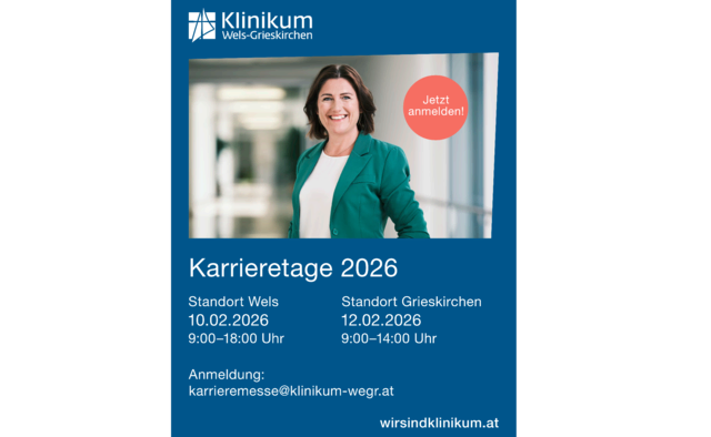 Großes Interesse an den Karrieretagen des Klinikum Wels-Grieskirchen: Auch 2026 erhalten Besucher*innen in Wels (10. Februar) und Grieskirchen (12. Februar) spannende Einblicke in Berufsbilder, Ausbildungswege und den Arbeitsalltag im Gesundheitswesen.