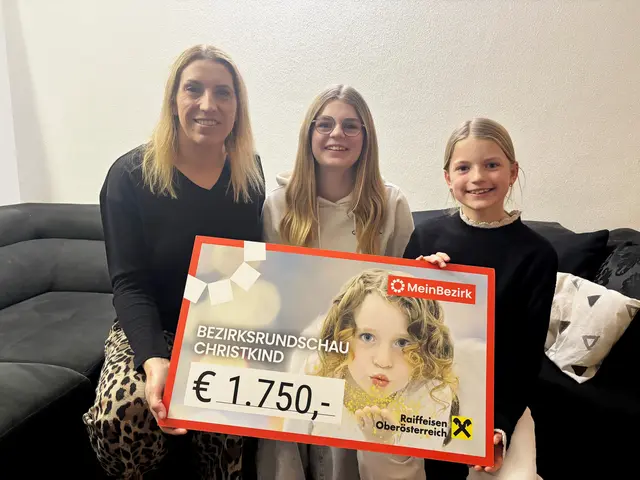 Jasmin, Malina und Noemi bei der zweiten Spendenscheckübergabe. | Foto: MB
