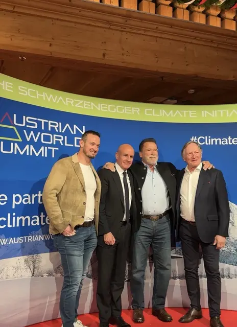 Dominik Paris, Johann Eliasch, Arnold Schwarzenegger und Franz Klammer beim "Special Dinner for Climate Action 2026" im Stanglwirt. | Foto: Nadja Schilling