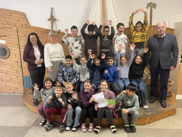 Die 4b-Klasse der Theodor-Grill-Schule in der Neuen Heimat. | Foto: Lagler-Hillgartner