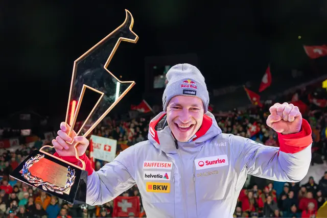 Marco Odermatt nahm die Super-G-Gams entgegen. | Foto: Expa/Groder