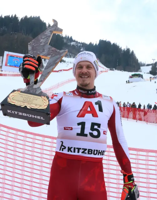 Am Ziel der Träume! Manuel Feller jubelte über seinen siebten Weltcup-Sieg, den ersten seit Februar 2024. | Foto: Gerald Habison