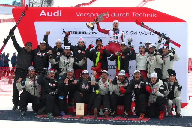 Befreiender Jubel: Manuel Feller sorgte im achten Rennen der Saison für den ersten Podestplatz der ÖSV-Slalom-Herren. | Foto: Gerald Habison