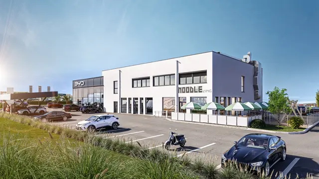 Im Gewerbegebiet in Horn ist mit dem W4 Business Campus ein moderner, zukunftsorientierter Standort mit lichtdurchfluteten Büroflächen und einer großzügigen Gewerbefläche im Erdgeschoss entstanden. | Foto: AHW Immo GmbH