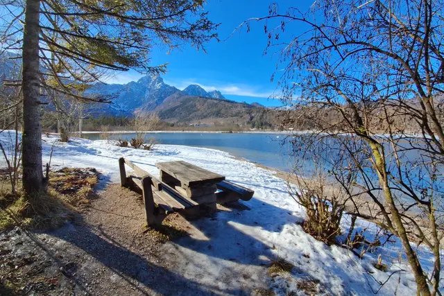 ...die weißen Punkte am See, sind SCHWÄNE....haha.
entdeckt?