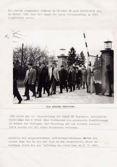 Am 15. August 1958 zog mit der Brigadeaufklärungskompanie 2 die erste Einheit des neuen Bundesheeres in die Bolfraskaserne ein. | Foto: Archiv ÖBH