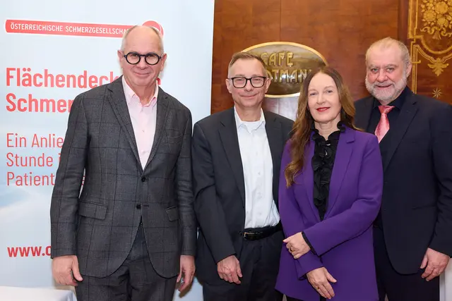 Von der Österreichischen Schmerzgesellschaft: Rudolf Likar, Richard Crevenna, Waltraud Stromer und Wilhelm Eisner (v.l.). | Foto: APA, Ludwig Schedl