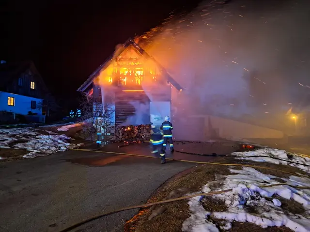 Die Feuerwehren standen mit 13 Fahrzeugen im Einsatz. | Foto: Barbara Mörth/Andreas Herk