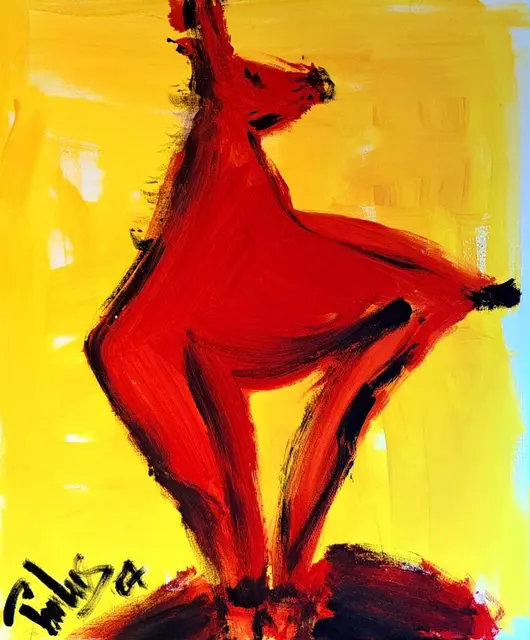 Mundmaler Paulus Ploier, Titel: Mein Kitz im Chiz (2007), Technik: Mundmalerei Acryl auf Leinen, Größe: 50 cm x 60 cm | Foto: www.paulus-art.at