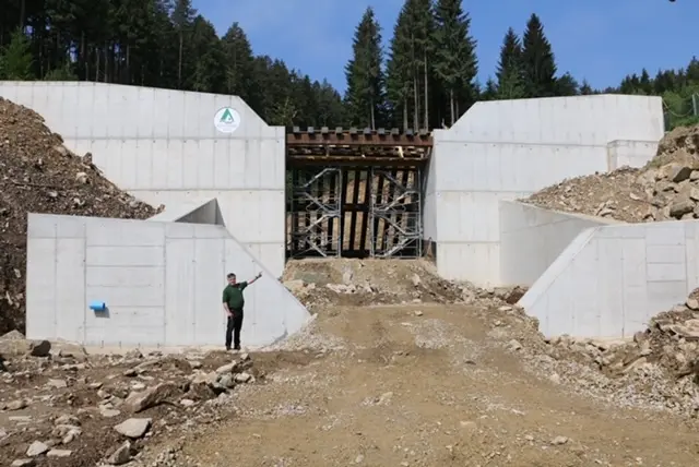 Das Rückhaltebecken am Lammerbach weist statt der geplanten 92.000 m³ derzeit nur ein Fassungsvermögen von 40.000 m³ auf.  | Foto: BI Lebenswertes Hadersdorf