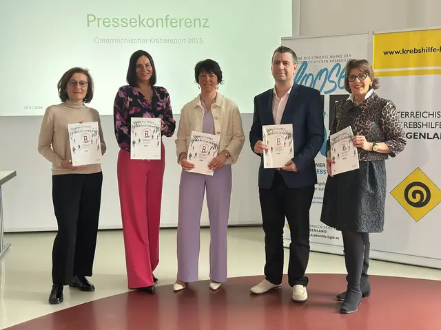 Andrea Konrath, Geschäftsführerin der Krebshilfe Burgenland, Landtagspräsidentin und Pink Ribbon Botschafterin Astrid Eisenkopf, Vorstandsmitglieder Michaela Klein und Martin Pichler und Pink Ribbon Botschafterin Àgnes Ottrubay | Foto: Büro Astrid Eisenkopf