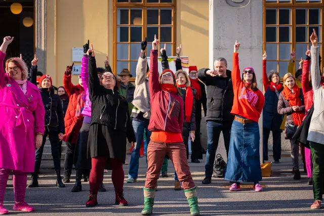Gegen Gewalt an Frauen und Mädchen: Eindrücke von der Aktion One Billion Rising 2025. | Foto: Kunsthalle/Elroy Salam