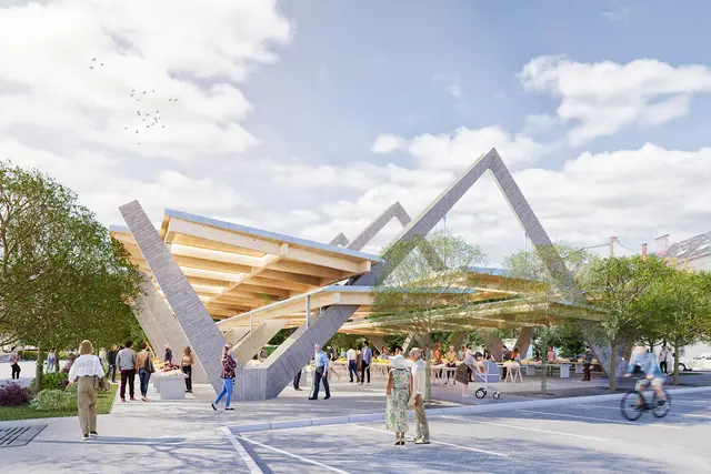 Neues altes Gewand für den Hofbauerplatz. Ab 2. Februar wird die Markthalle abgerissen und neu gebaut. Durch Erhalt des markanten Designs soll der Denkmalschutz erhalten bleiben. | Foto: bildermehr