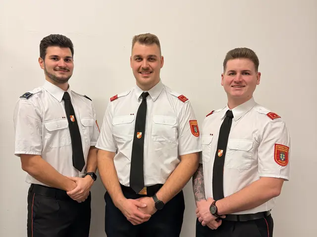 Foto vom neuen Kommando, links nach rechts: V Michael Groschopf, OBI Alexander Minich, BI Michael Hopfeld | Foto: FF Nitzing