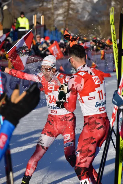 Großer Empfang im Ziel: Mario Seidl gab in Seefeld seine Abschiedsvorstellung und freut sich auf sein Privatleben. | Foto: Georg Larcher