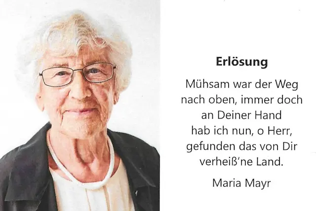 Maria Mayr lebte vom 22. Jänner 1926 bis 8. Juli 2023. | Foto: Mayr