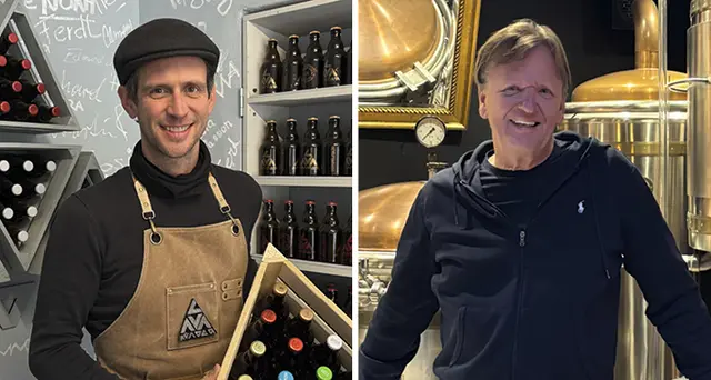 Philipp Kramer (links) und Stefan Breznik (rechts) führen zwei Privatbrauereien in Unterkärnten. | Foto: Fotocollage/MeinBezirk.at