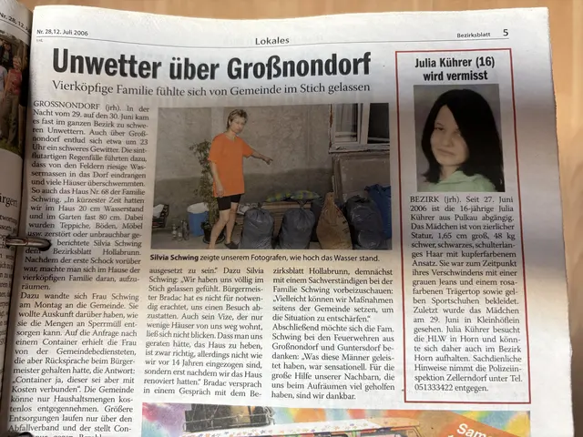 Bericht über vermisste Julia Kührer - 12.6.2006 | Foto: MeinBezirk