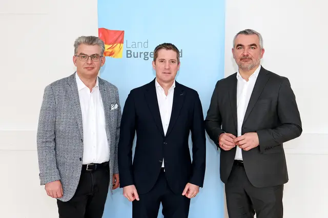 V.l.: Gruppenvorstand WHR Manfred Riegler, Vorstand der Gruppe 1 im Amt der Bgld. Landesregierung, Johann Thiesz, provisorischer Geschäftsführer der „Bau und Betrieb Burgenland“ – BBB, und Infrastrukturlandesrat Heinrich Dorner | Foto: Bgld. Landesmedienservice
