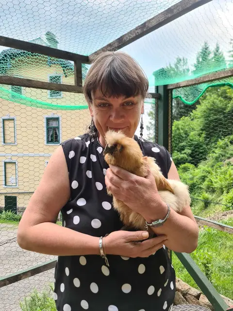 Martina hält Hühner am höchsten Punkt von Möllbrücke. | Foto: Privat