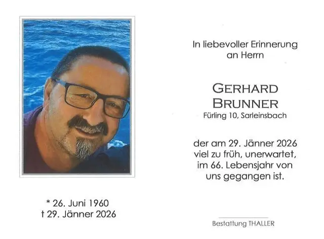 Gerhard Brunner, 65 Jahre | Foto: Bestattung Thaller