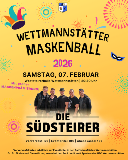 Am Samstag steigt der große Maskenball in Wettmannstätten.