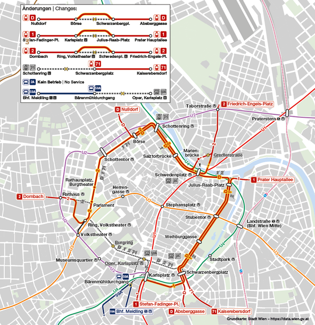 Le plan de réseau modifié pour la ville. | Photo de : Wiener Linien