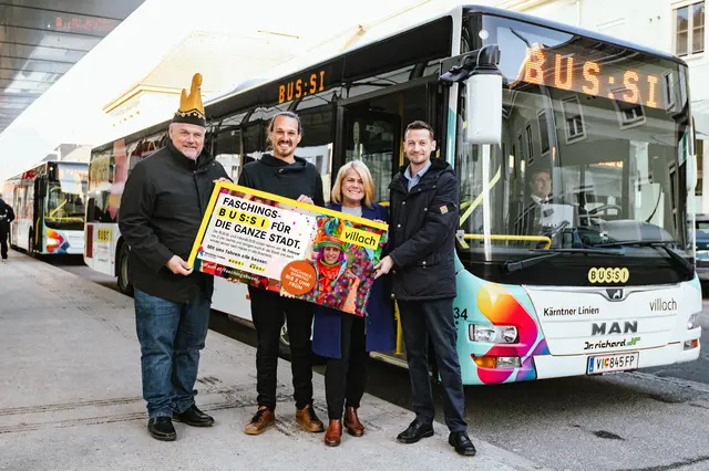 Am Faschingsamstag bringen die Busse alle Partyhungrigen in Villach sicher nach Hause. | Foto: Stadt Villach