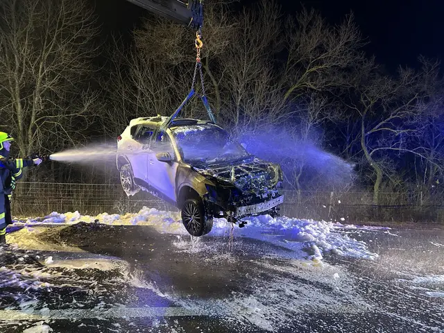 Ein Fahrzeugbrand auf der S4 bei Mattersburg sorgte am frühen Abend für einen Feuerwehreinsatz. | Foto: Feuerwehr Mattersburg