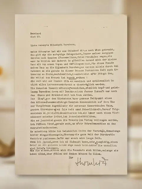 Der Brief an Elisabeth Borchers ist in Henndorf austestellt. | Foto: Literaturhaus Henndorf/Susanne Kuhn