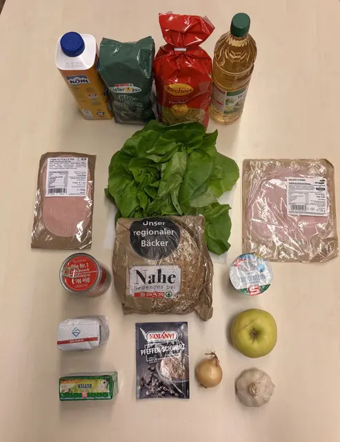 16 Produkte standen auf der Einkaufsliste – macht 34,12 Euro. | Foto: Wolfgang Ilkerl