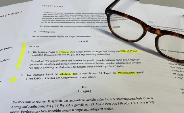 Die Klageschrift: Wiener Klinik ließ Weinviertler mehr als zwei Jahre leiden. Dieser will nun 17.370 Euro Schmerzensgeld. | Foto: Oswald Hicker