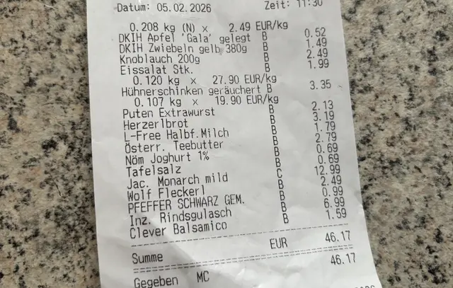 45,16 Euro würde der Einkauf nach der Senkung kosten.  | Foto: MeinBezirk/Birgit Bachhofner