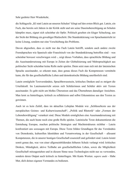 Die Stellungsnahme an Bildungsminister Christoph Wiederkehr. (Teil 1) 
 | Foto: Schmidhuber