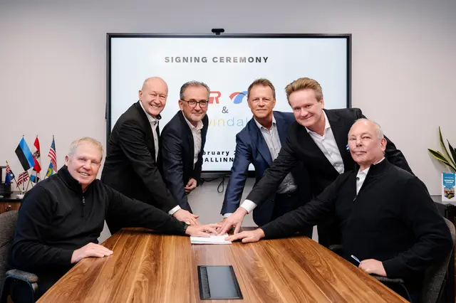 Dan Shelander (Windak USA), Siegfried Altmann (Rosendahl Nextrom CEO), Johann Jäkel (Rosendahl Nextrom, Business Unit Director), Staffan Edström (früherer Windak CEO), Georg Knill (Rosendahl Nextrom, Eigentümer) und Jan Naslund (Windak, Senior Engineer) | Foto: Rosendahl