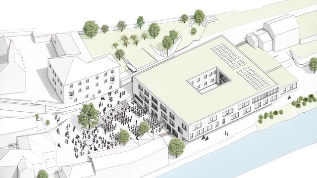 So wird er aussehen, der neue Matreier Kindercampus, in dem künftig rund 300 Kinder ein- und ausgehen werden. Zu Schulbeginn 2027/28 soll er in Betrieb gehen. | Foto: Visualisierung: Gemeinde Matrei