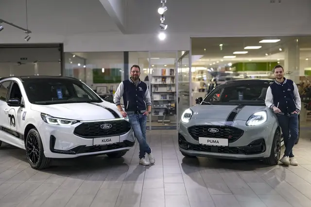 Das Ford-Verkaufsteam in Horn: Thomas Denz und Lukas Florian. Im Autohaus Lehr gibt es eine Auswahl aus über 50 verschiedenen Neuwagenmodellen.
