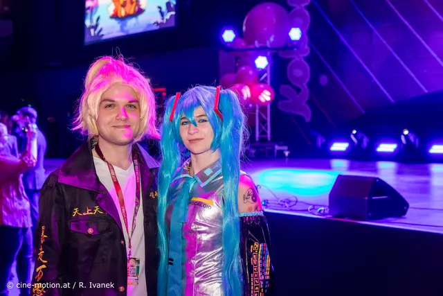 Jannine aus Wels als "Miku Hatsune" mit Rene´ aus Passau als "Mikey". | Foto: cine-motion.at / R. Ivanek