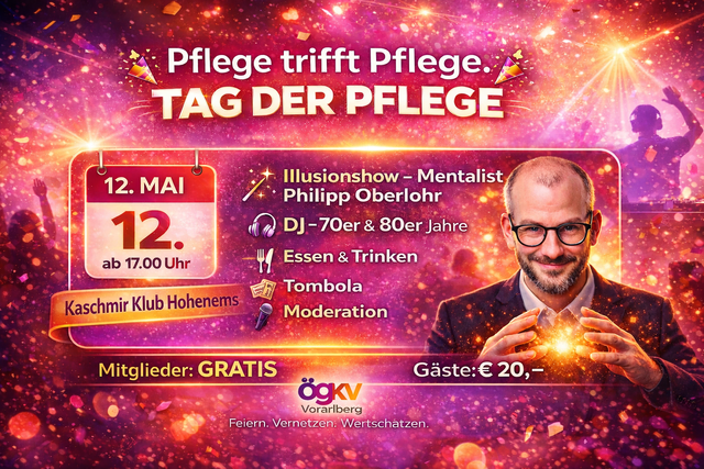 Der Ögkv Vorarlberg lädt zum Tag der Pflege im Kaschmir Club in Hohenems  | Foto: Ögkv vorarlberg 