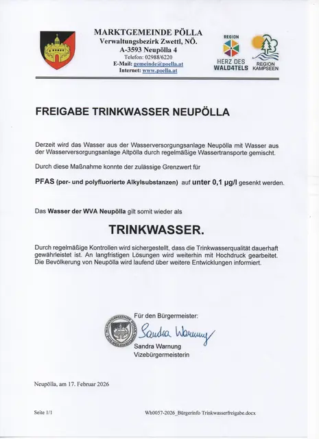 Offizielles Schreiben der Gemeinde vom 17. Februar 2026 | Foto: privat
