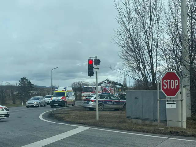 Feuerwehr, Polize und Rettung unweit der Autobahnabfahrt bei Neunkirchen. | Foto: Keinrath/MeinBezirk