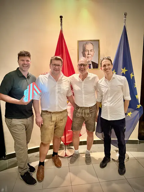 Thomas Hinterreiter (SigMA Werbetechnik GmbH, Enns), Andreas Feichtlbauer (Lely Center Enns GmbH, Enns), Fritz Aichhorn (Oktogon Entwicklungs GmbH, Enns), Christian Rieger (SCROC GmbH, Wolfern). | Foto: Hinterreiter