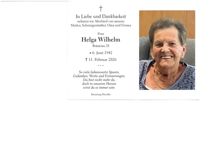 Helga Wilhelm, 83 Jahre