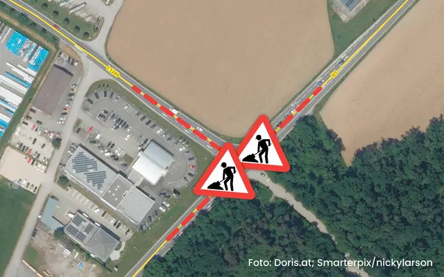 Von 23. Februar bis voraussichtlich 30. Oktober: bei der Kreuzung beim Autohaus Scheinecker wird die Ampelanlage getauscht –  | Foto: DORIS; smarterpix/nickylarson; Grafik: MeinBezirk/Ursula Kohlbauer
