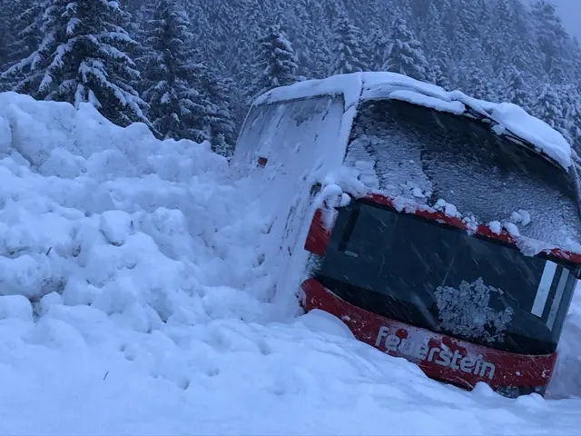 Der Bus der Firma Feuerstein wurde von der Gatterlawine getroffen. | Foto: Walter Feuerstein